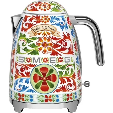 Hervidor Eléctrico SMEG KLF03DGEU, 2400 W, 1.7 L, Color Rojo Decorado, Estilo Retro